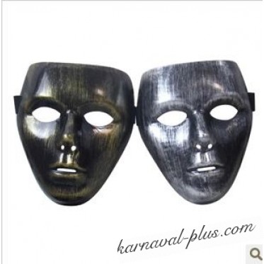 карнавальная маска Лицо потертое бронза/серебро 